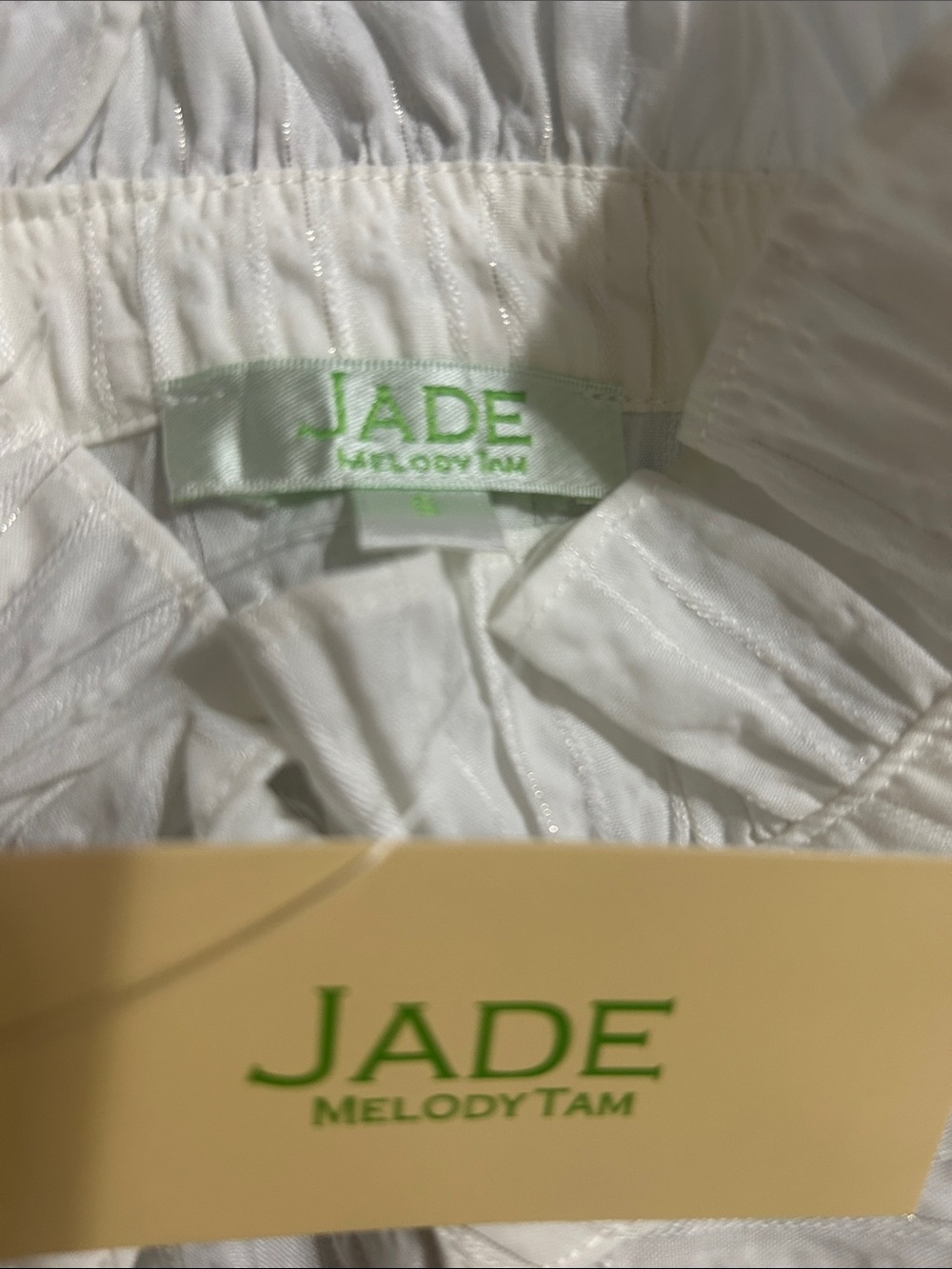 Jade White Textured Ruffled Mock-Neck Blouse - Picture 2 of 4